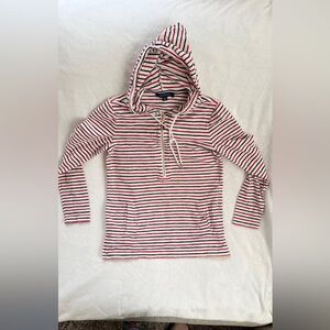 Tommy Hilfiger Red and White Striped Hoodie